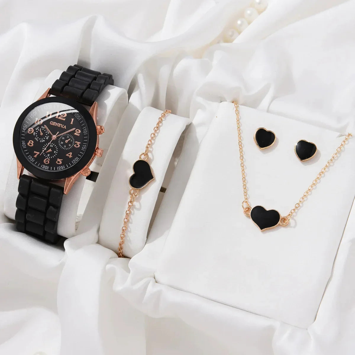 Complete Set Women's Watch with Bracelet, Earrings, and Necklace