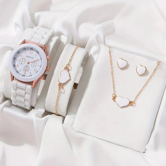 Complete Set Women's Watch with Bracelet, Earrings, and Necklace
