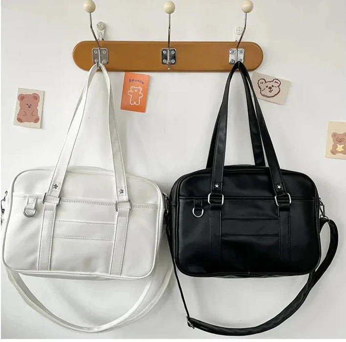 Preppy Style Shoulder Bag for Women in Leather