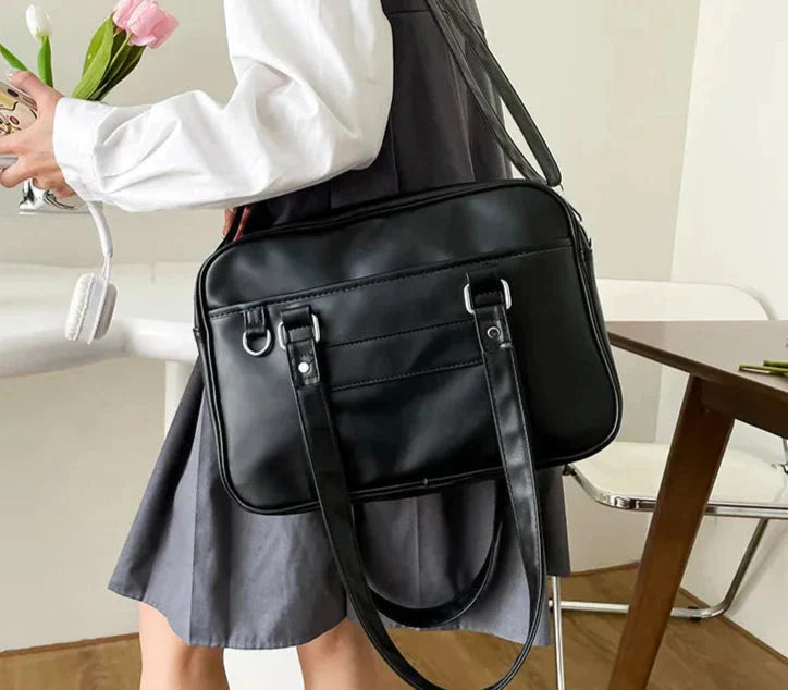 Preppy Style Shoulder Bag for Women in Leather