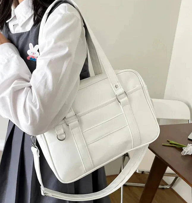 Preppy Style Shoulder Bag for Women in Leather