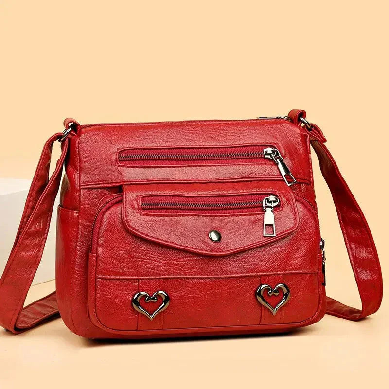 Vintage Women's Shoulder Bag, Soft Leather 'Love' Crossbody