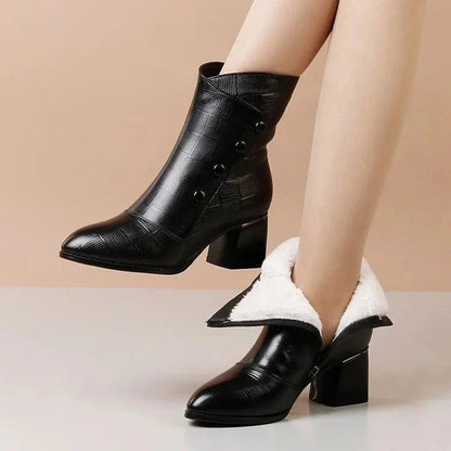 Cozy Velvet Winter Leather Boots