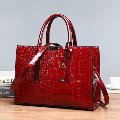 New York Crocodile Print Leather Women's Handbag