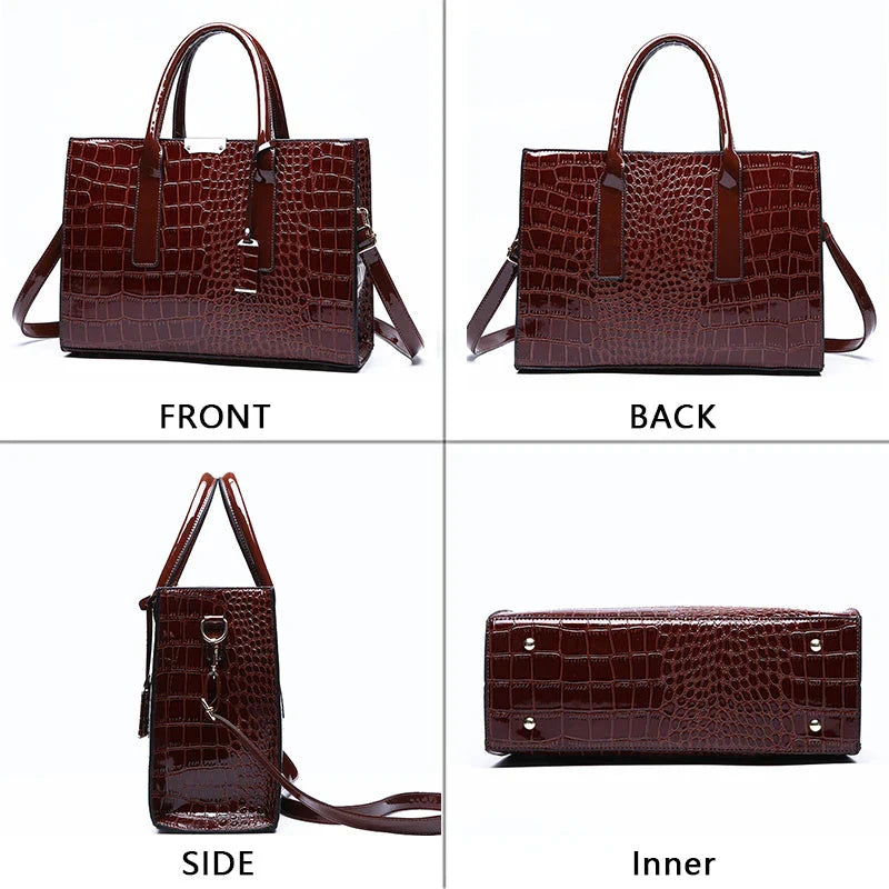 New York Crocodile Print Leather Women's Handbag
