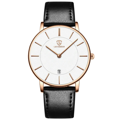 Refined Minimalist Men's Leather Wristwatch