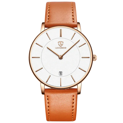 Refined Minimalist Men's Leather Wristwatch