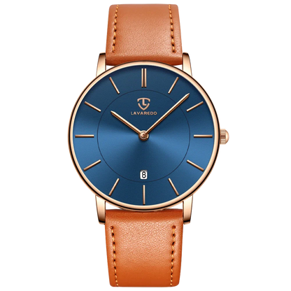 Refined Minimalist Men's Leather Wristwatch