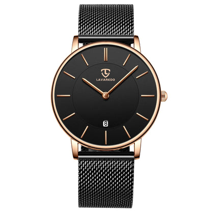 Refined Minimalist Men's Leather Wristwatch