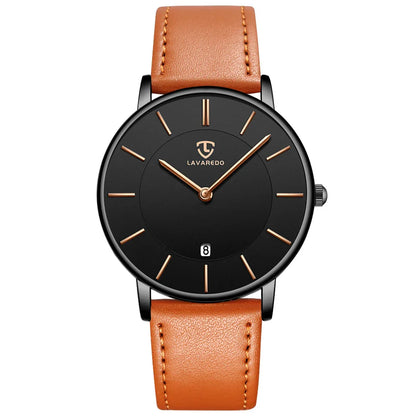 Refined Minimalist Men's Leather Wristwatch