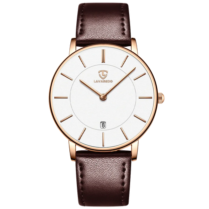 Refined Minimalist Men's Leather Wristwatch
