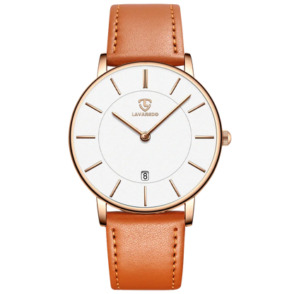 Refined Minimalist Men's Leather Wristwatch