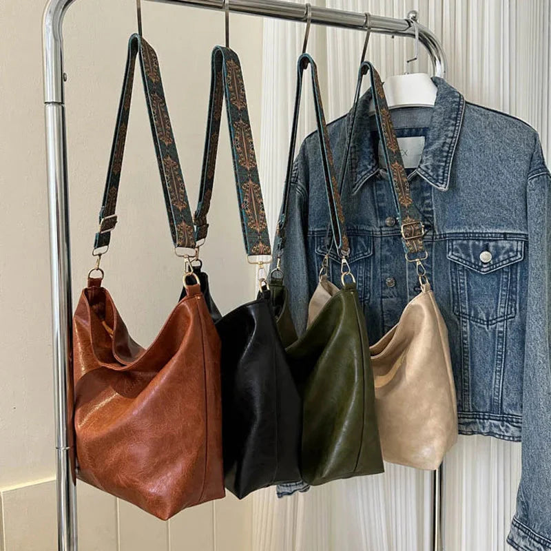 Vintage Leather Crossbody Bag for Women