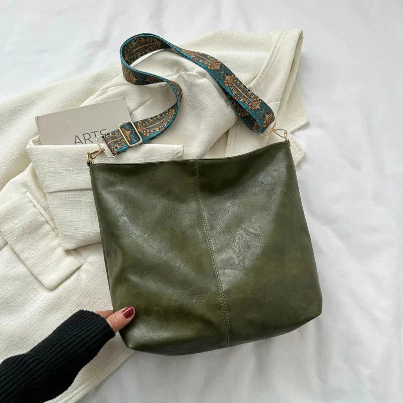 Vintage Leather Crossbody Bag for Women