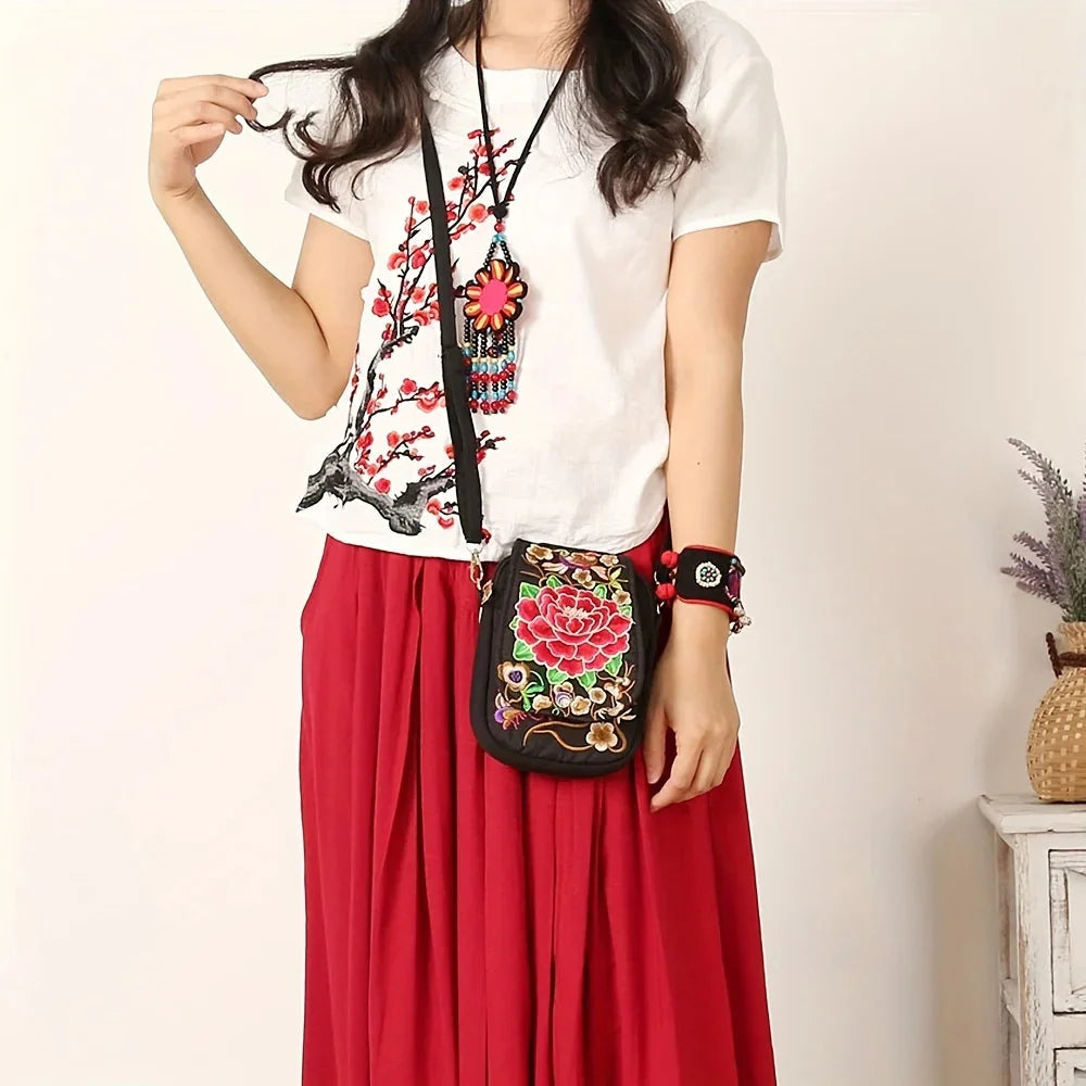Women's Crossbody Bag with Flowers